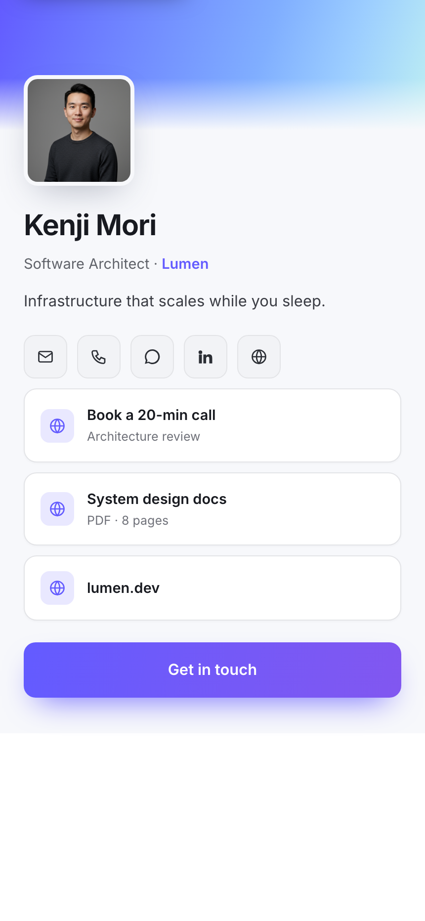 Stripe Minimal template rendered in FirstContactX